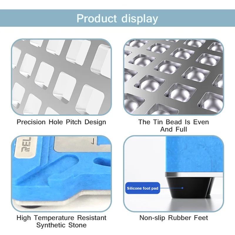 RELIFE RL-601MA 10 in 1 CPU Reballing Stencil Kit for IP6~15 ProMax A8-A17 High Precision Positioning Tin Planting Platform Set