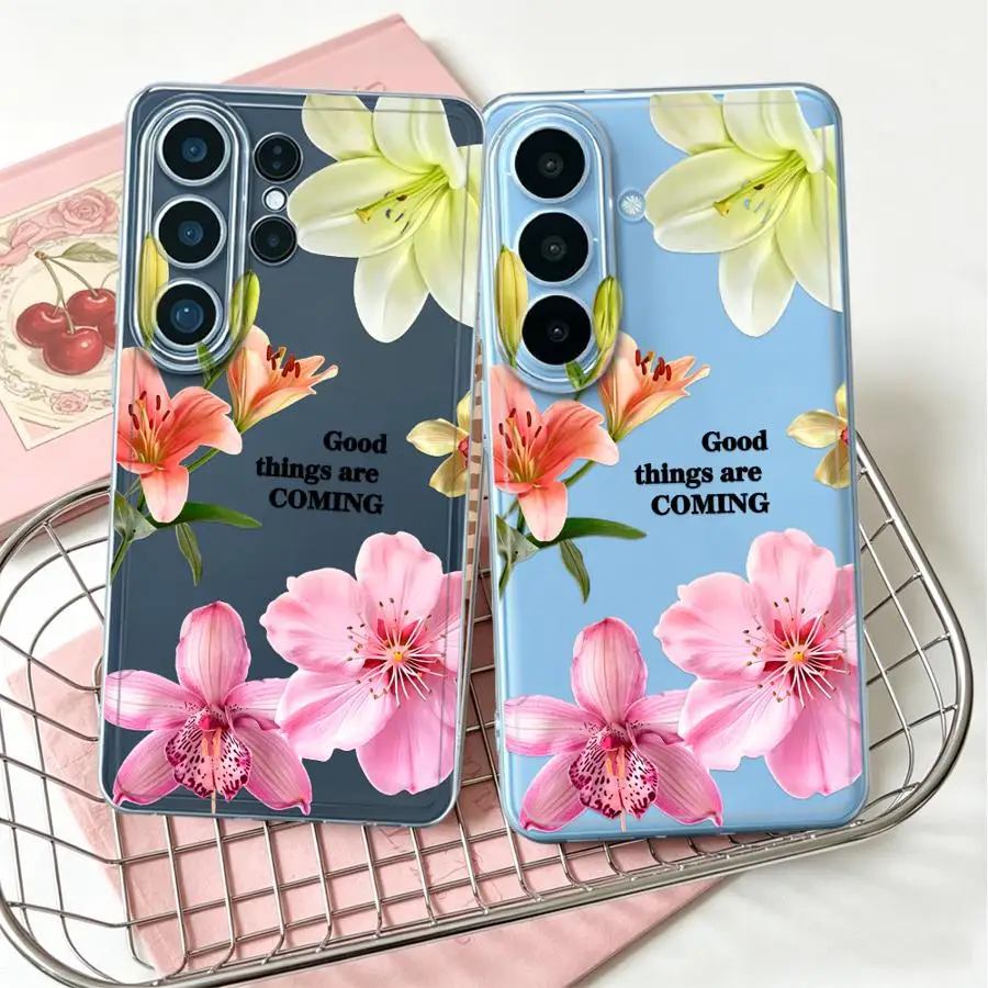 Pink Lily Phone Cover Case for Samsung Galaxy S26 Ultra S24 S20 Plus S25 Edge S23Ultra S22 FE Note 20 Ultra 10 S21 S23 Ultra