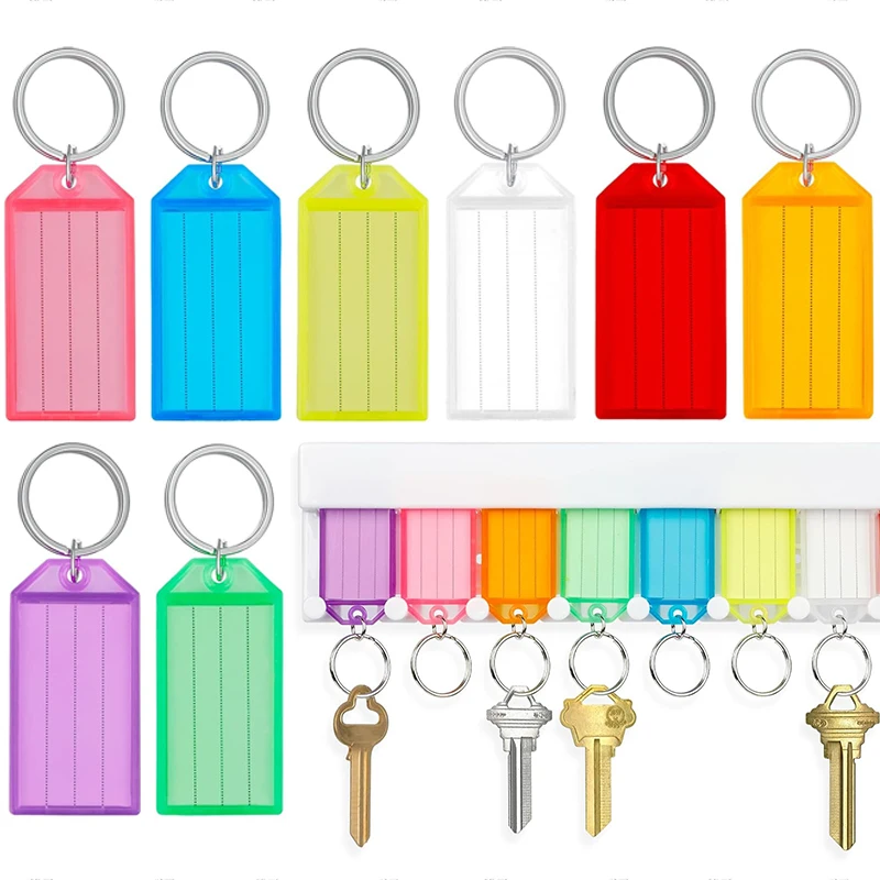 5~100pcs Keychain Key Tags Label with Split Ring Colorful Plastic for DIY Numbered Name Baggage Tag ID Label Name Tags TMZ