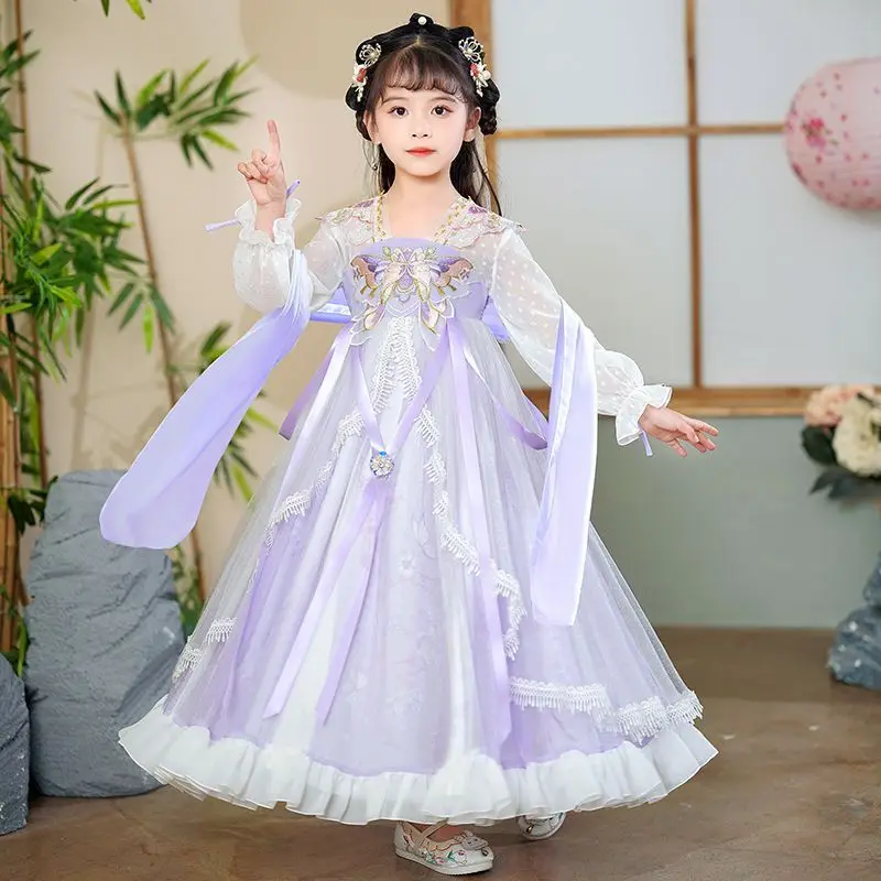 

2026 Spring Fairy Hanfu Dress Costume for Girls - New Ruqun Style Gown, Ethereal & Lightweight Traditional Kids Wear