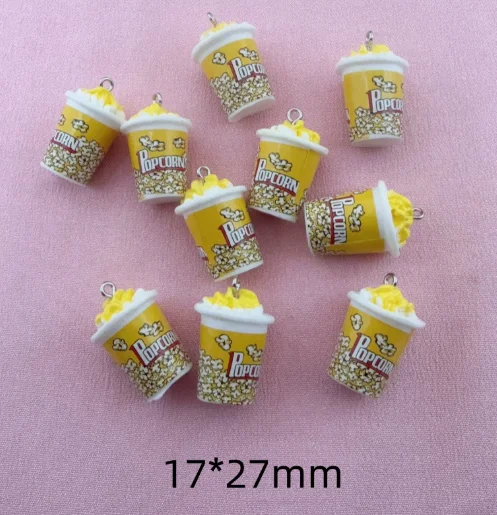 10 pcs Resin Popcorn Charm Pendants Craft DIY Earrings Bracelets Neck Handmade Craft Supplie