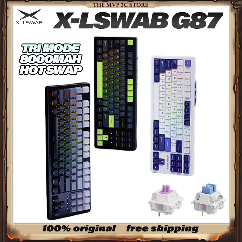 

NEW X-LSWAB G87 8000mAh Mechanical Keyboard Customized Hot Swap HIFI Typing Switch DIY Gasket Dynamic Wireless Office Keyboard