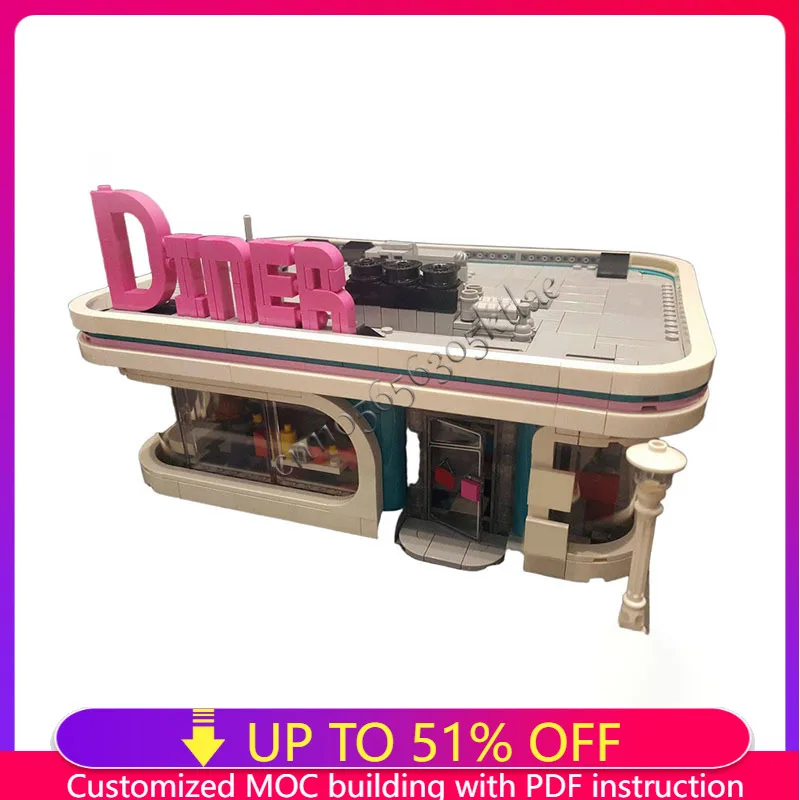 

Лидер продаж 1314, детали в центре города, Diner Redesign, строительные блоки, модель, детская головоломка в сборе, сделай сам, незабываемый подарок на день рождения, фестиваль