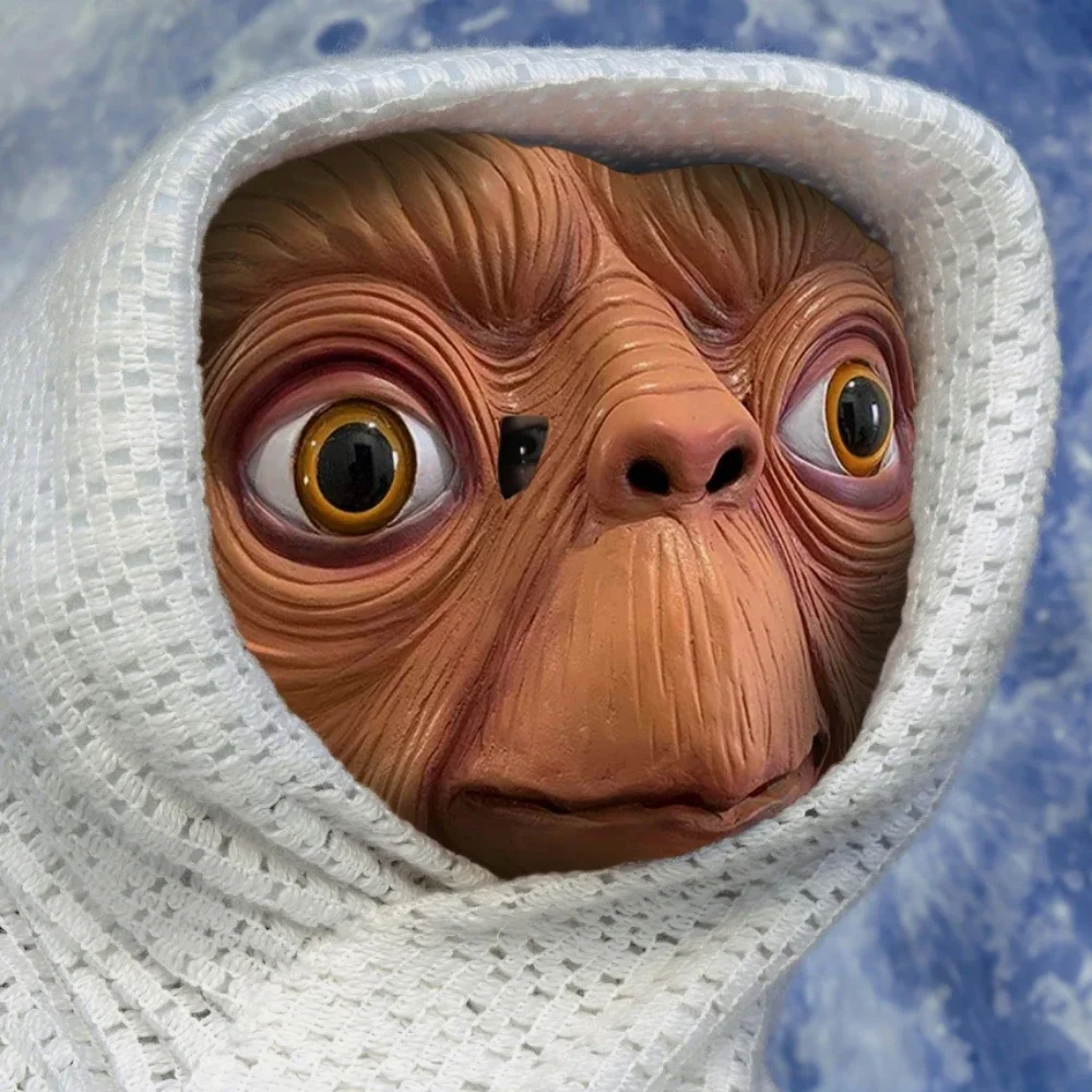 Realistic ET Alien Latex Mask Halloween Carnival Party Movie E.T. the Extra-Terrestrial Cosplay Creepy E.T. Alien Full Head Mask