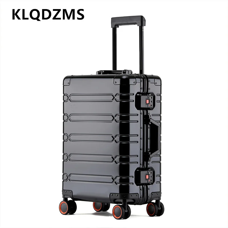 

KLQDZMS Rolling Suitcase All Aluminum Magnesium Alloy Boarding Box 20"24"29 Inch Trolley Case Combination Box Cabin Luggage