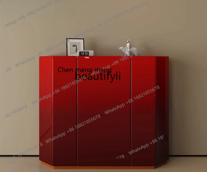 X  Locker art is simple, the side cabinet is gradually changed burgundy light luxury