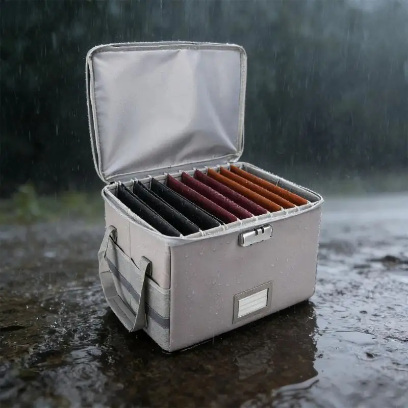 

Lightweight Heat Protective Waterproof File Container With Number Lock And Spacious Interior For Home Office F19C