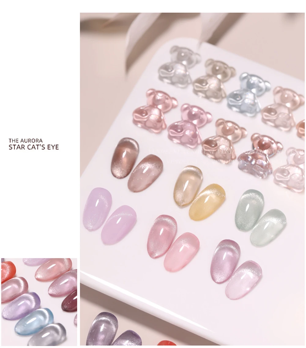 Vendeeni 24 Farben/Set Jelly Transparenter Kristall-Katzenaugen-Gel-Nagellack Magnetischer Katzenaugen-UV-Soak-Off-Gel-Lack mit Display – Detail 9