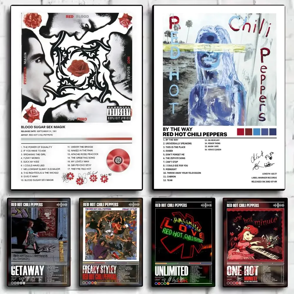 Rock Band R-Red Hot C-Chili P-Peppers Poster Decorative Wall Art Sticker Mural Print for Bedroom Living Room Hallway Home Decor