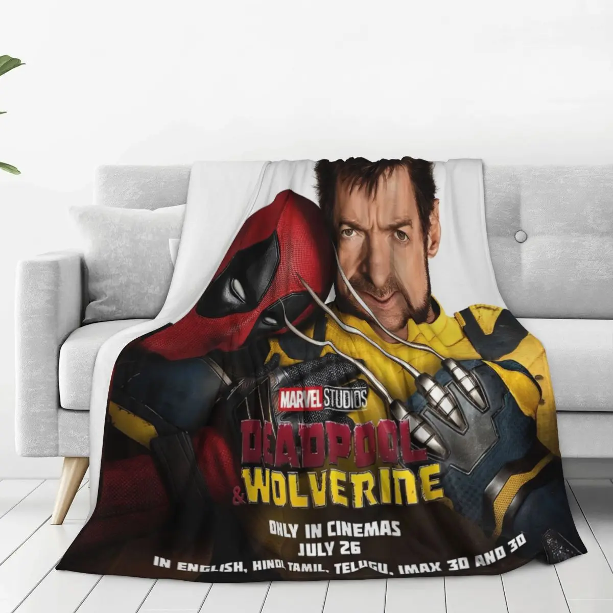 Deadpool & Wolverine Flannel Blanket Fantasy Soft Durable Throw Blanket for Bedroom Decorative Pattern Bedspread Sofa Bed Cover