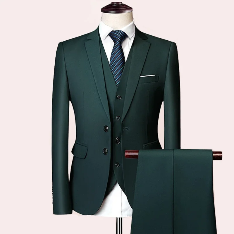 

2025 New Men's Business Casual Suit for Weddings Male Solid Colour Formal Suit Sets Men Prom Party Tuxedo Dress