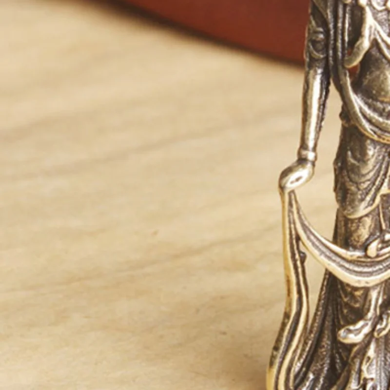 Collectable Antique Copper  Guanyin Bodhisattva Exquisite Small Statues Home Decorations Crafts Ornaments