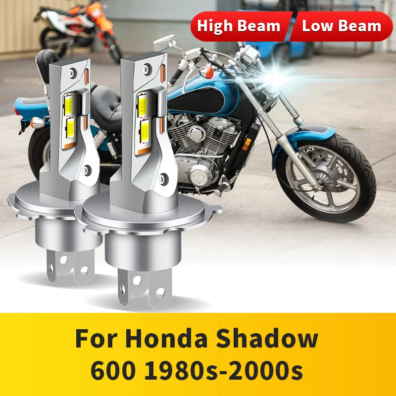 

1/2PCS H4 HB2 9003 Super Bright Motorcycle LED Headlight Bulb 20000LM 24W High Power Spotlight For Honda Shadow 600 1980s-2000s