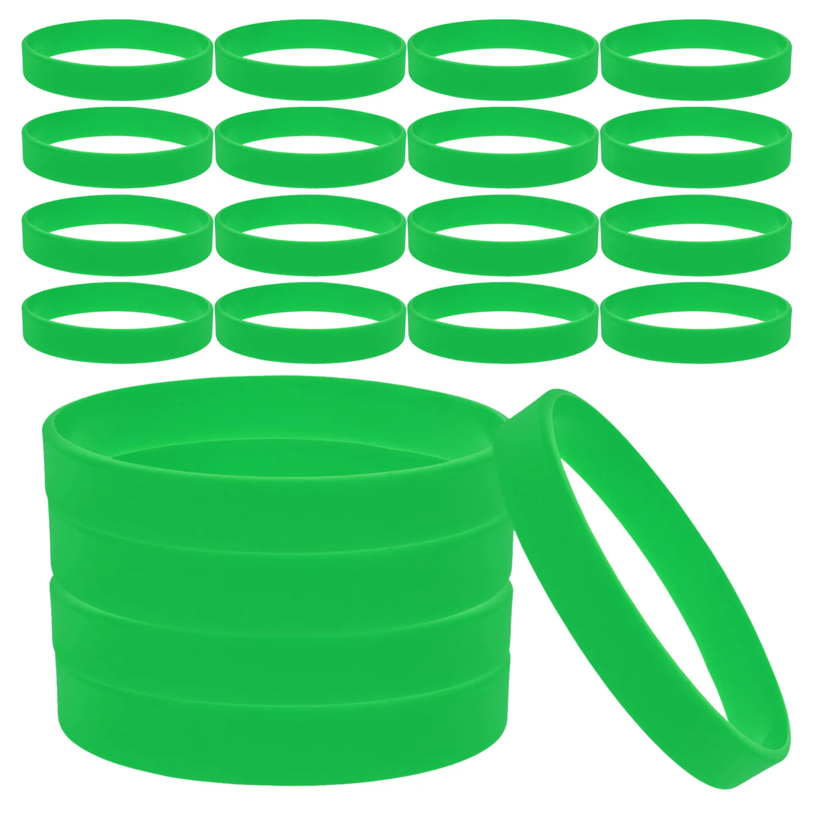 60 Pcs Elastic Rubber Wristbands Adult Silicone Inspiring Bracelets for Green