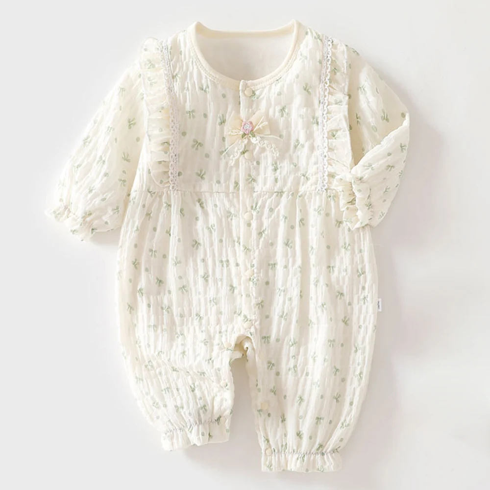 Baby Girl Romper Long Sleeve Spring Autumn Double Layer Newborn Boutique Clothing Ruffles Princess Infant Jumpsuit