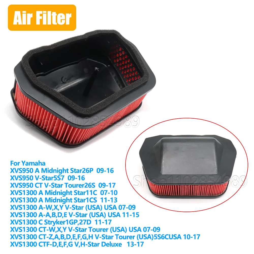Motorcycle Parts Air Filter For Yamaha XVS1300 XVS1300A XVS1300C V-Star 1300 2007-2017 XVS950 Midnight Star V-Star 950 2009-2017