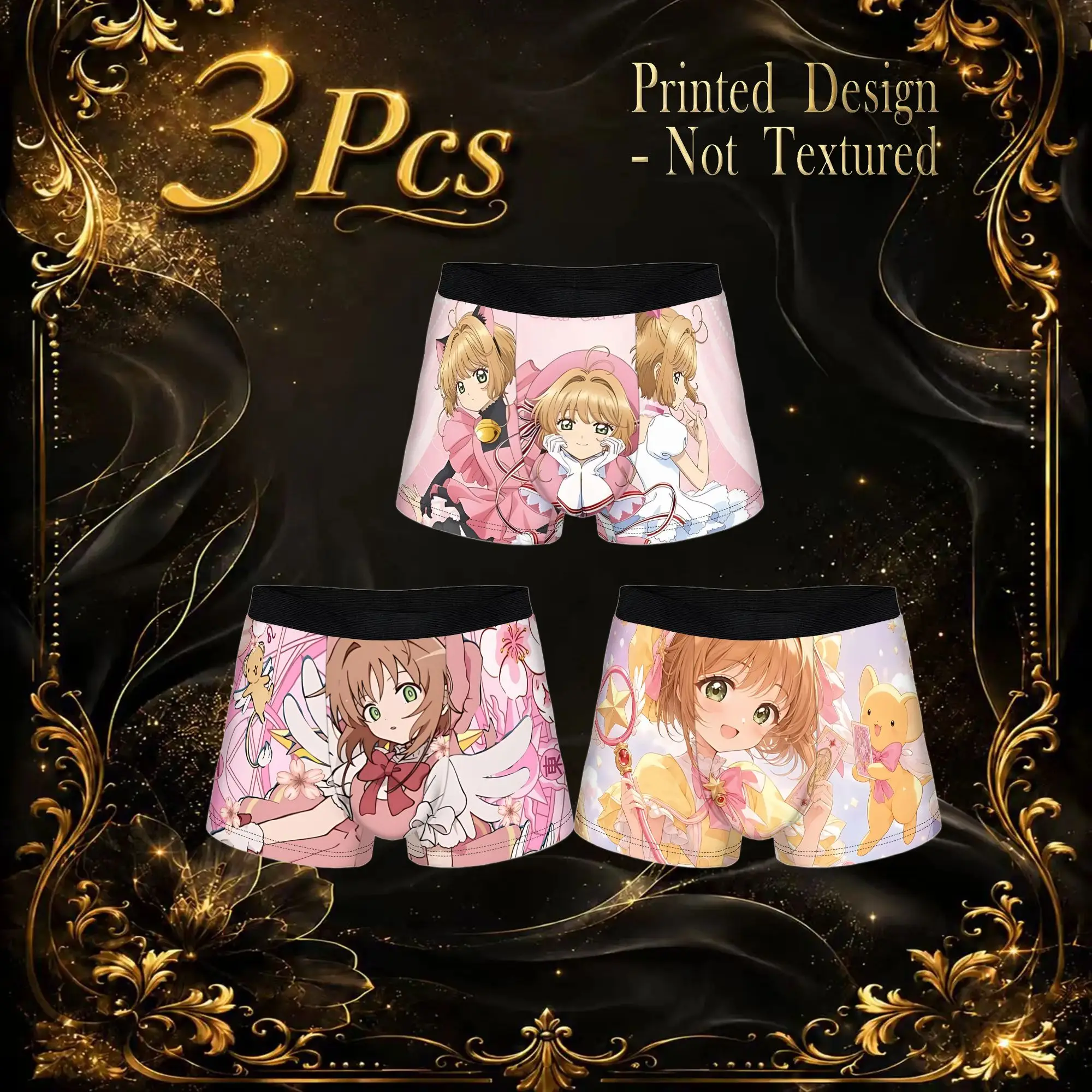3Pcs Anime Cardcaptor Sakura boxers  Underpants Homme Panties Men's Underwear Comfortable Shorts Boxer Briefs