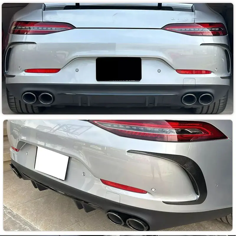المصد الخلفي للسيارة تنفيس الهواء يغطي الزخارف ألياف الكربون لمرسيدس بنز AMG GT43 GT50 GT53 سيدان 4-Door 2019 2020 زعانف Canards الخلفية #2
