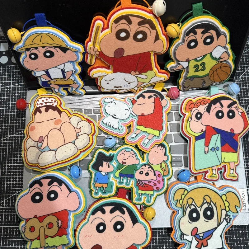 

New Crayon Shinchan Japanese Cute Non Woven Key Ring Student Backpack Luggage Box Car Keychain Kawaii Girl Festival Gift