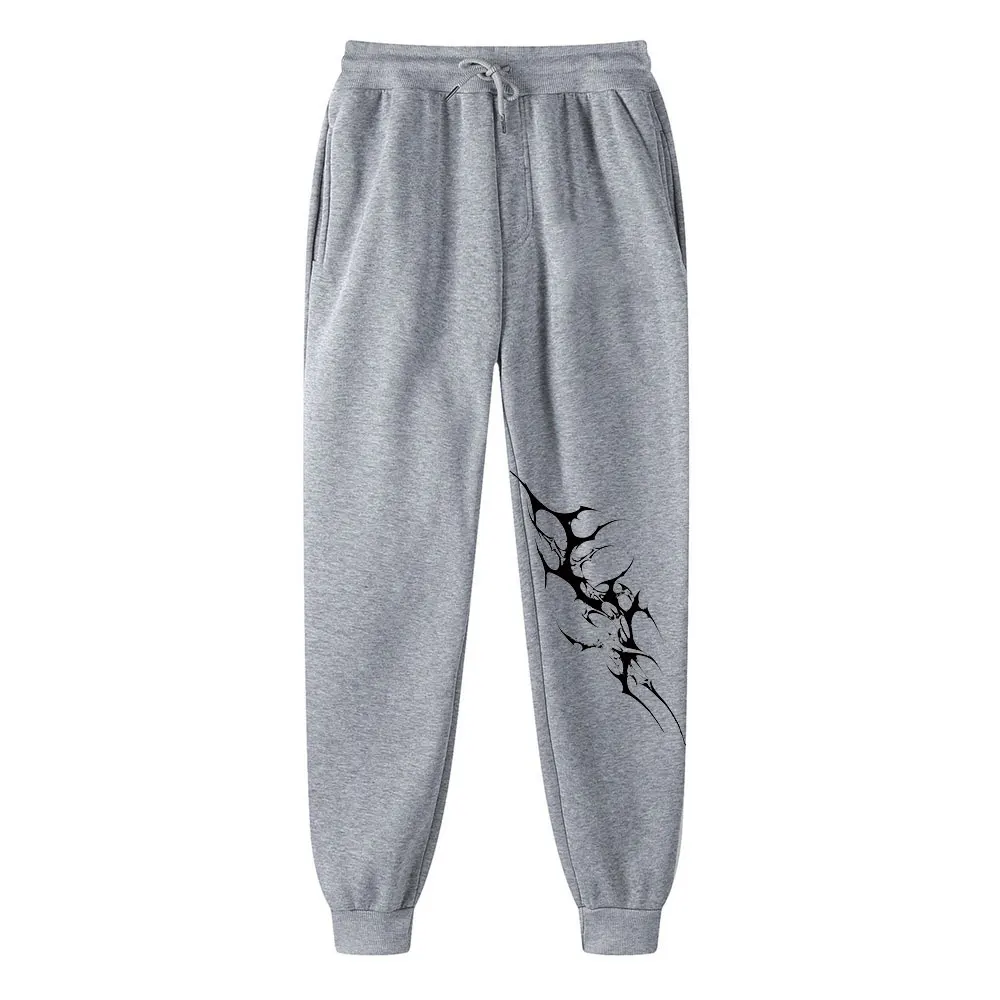 

Fashion Pants for Men Thorn Print Sweatpants Drawstring Design Casual Oversized Trousers Sports For Daily Wear For All Seasons