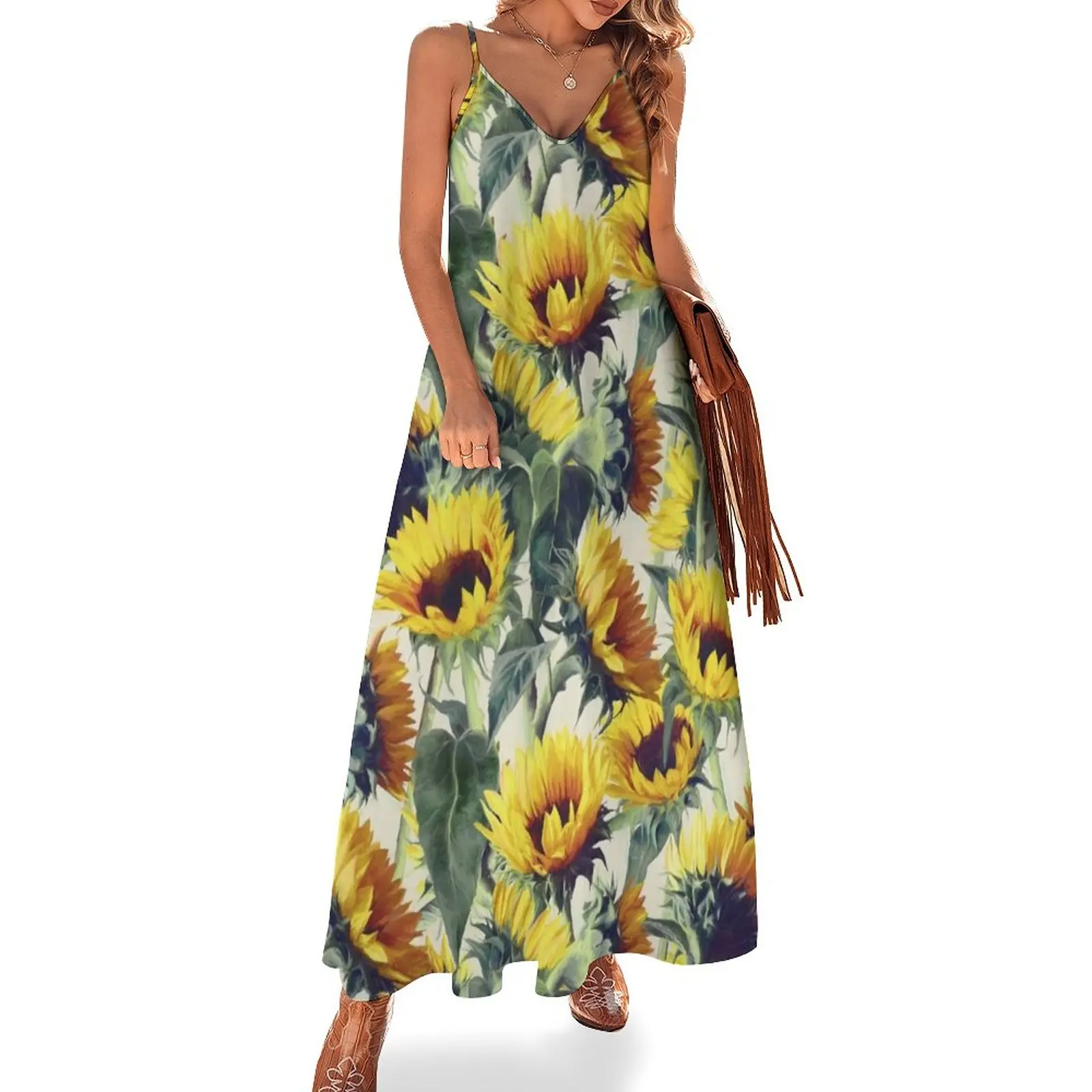 

Sunflowers Forever Sleeveless Dress Summer skirt women's dresses luxury dresses for womens Dress for girls