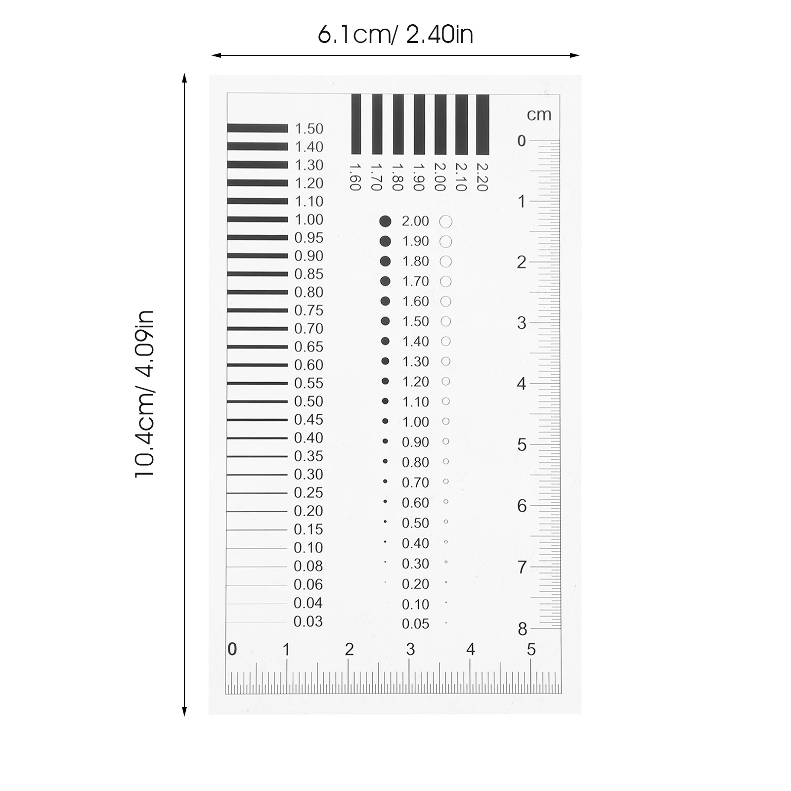 مخطط قياس عيوب عالي الدقة مسطرة فيلم شفافة للكشف عن تقدير عرض خط الكراك للخدش #6