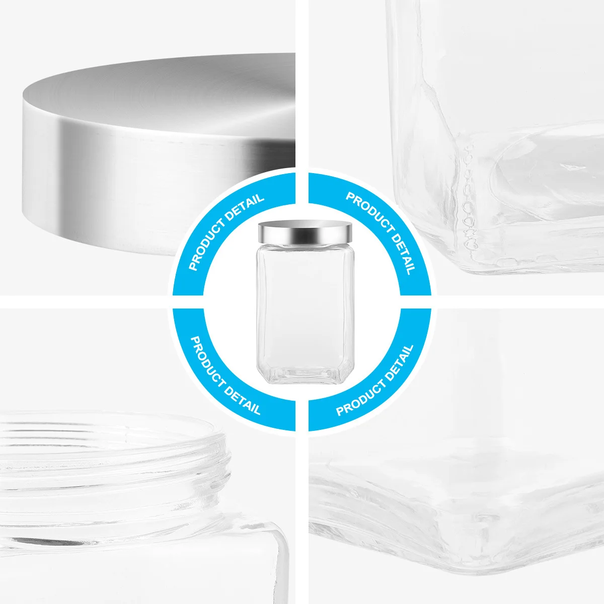 

Food Glass Sealed Pot Transparent Jar Steel Cover Grain Household Coffee Bean Cereal Containers