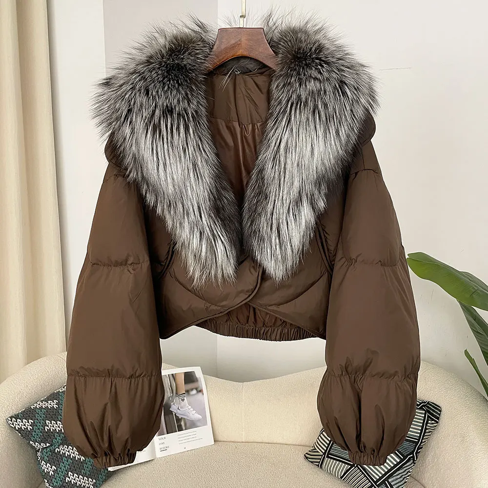 OFTBUY Luxuriöser, extragroßer Parka mit natürlichem Fuchspelzkragen für Damen, Winter 2025, 90% weiße Entendaunenjacke, Echtpelzmantel für Frauen – Detail 29
