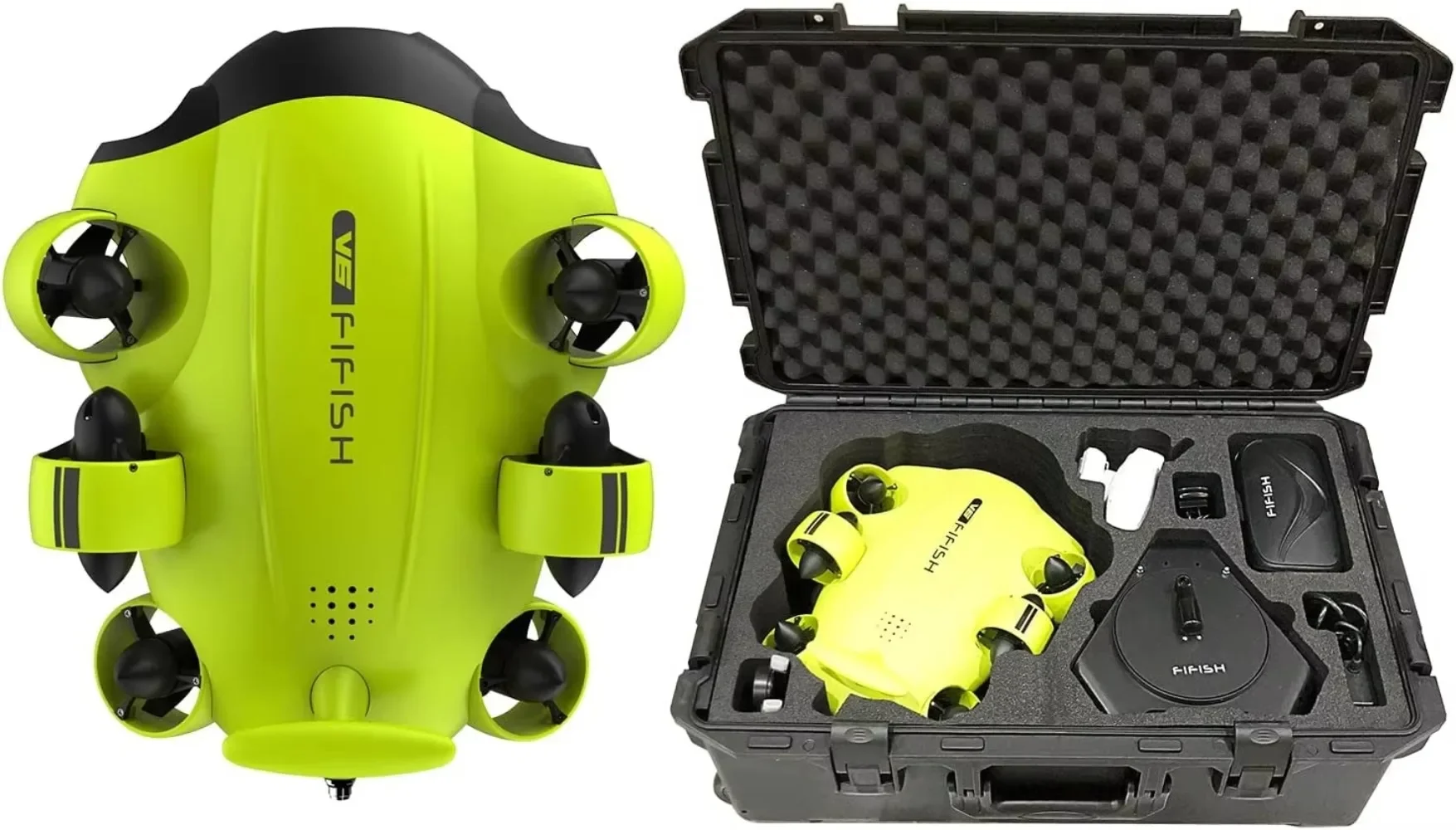 FIFISH V6IC Underwater Drone Kit with With Industrial Case, AI Vision Lock 360 Omnidirectional Movement Underwater ROV