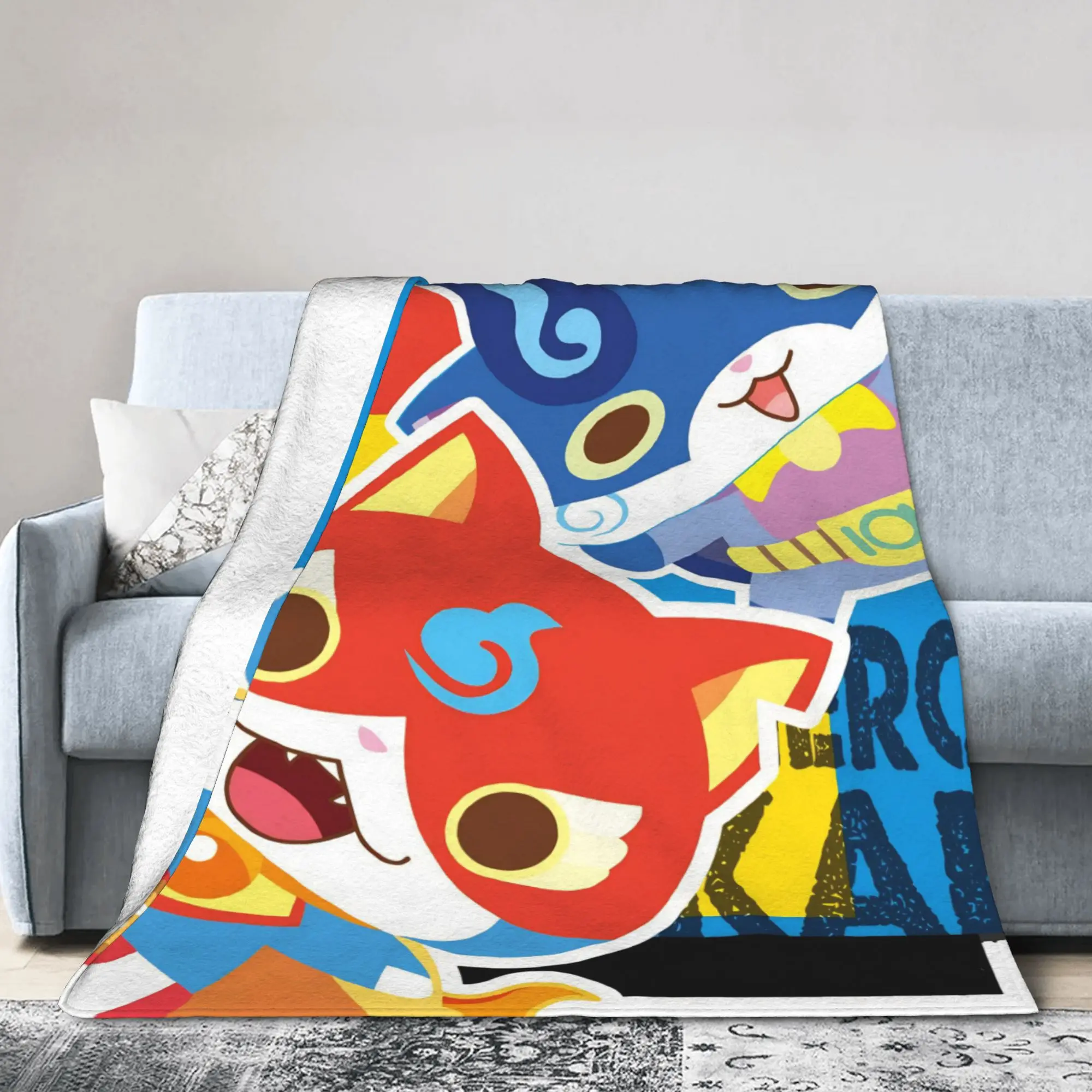 Yokai Watch Game Blankets Jibanyan Komasan Flannel Novelty Warm Throw Blanket for Home All Season