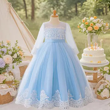 8 best sales Vestido de baile azul celeste para meninas - №2