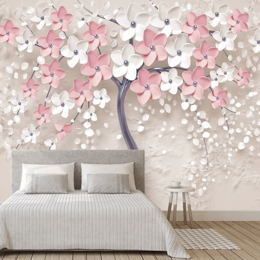 Modern Contact Wall Papers Home Decor Custom Peel and Stick Wallpapers Accept for Bedroom Walls Living Room Floral Tree  Murals