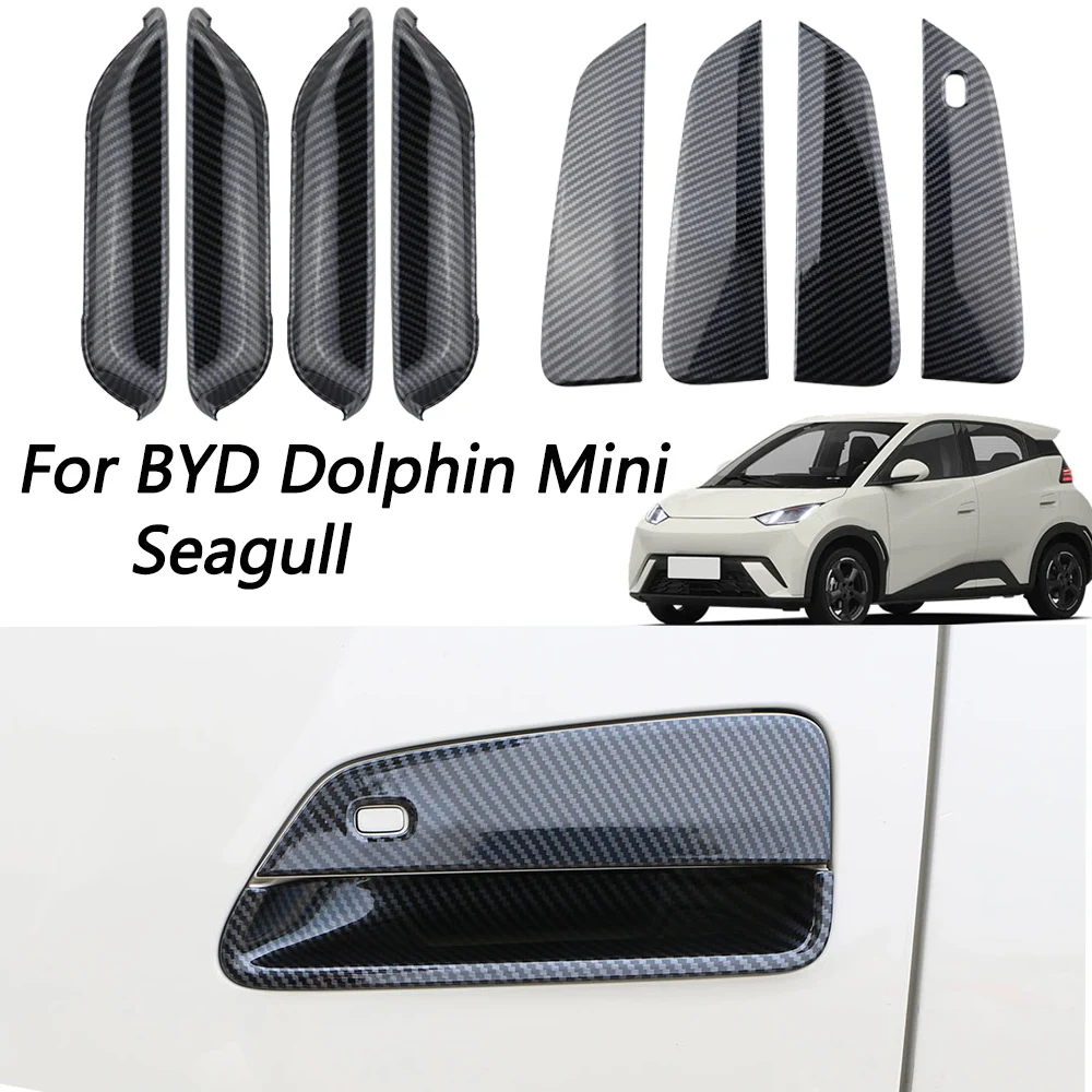Car Door Handle Trim Sticker for BYD Dolphin Mini Seagull Dolphin Surf 2024 2025 LHD Doors Bowl Cover Styling Accessories