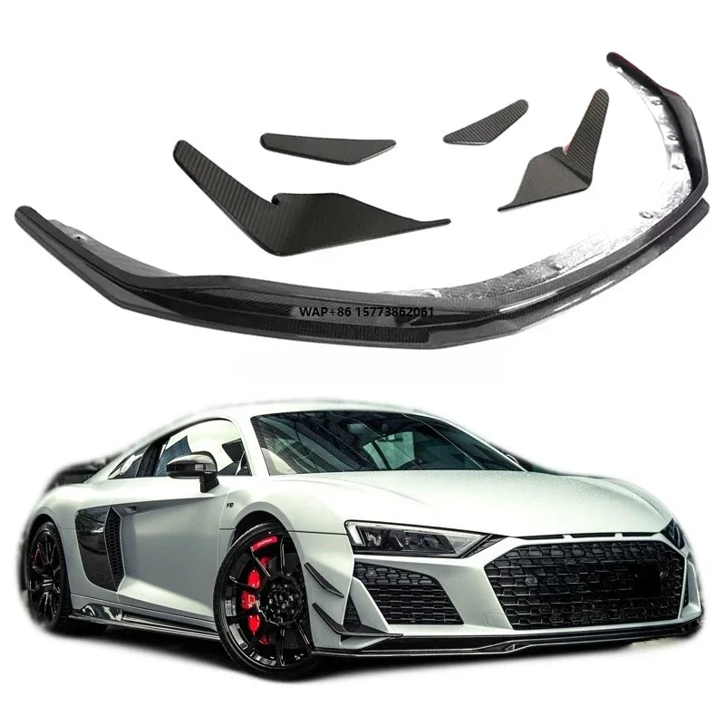 

For R8 Car Tuning Parts Prepreg Dry Carbon Fiber Front Bumper Lip Splitter Lower Canards Fins Body Kit for R8 V10 2023