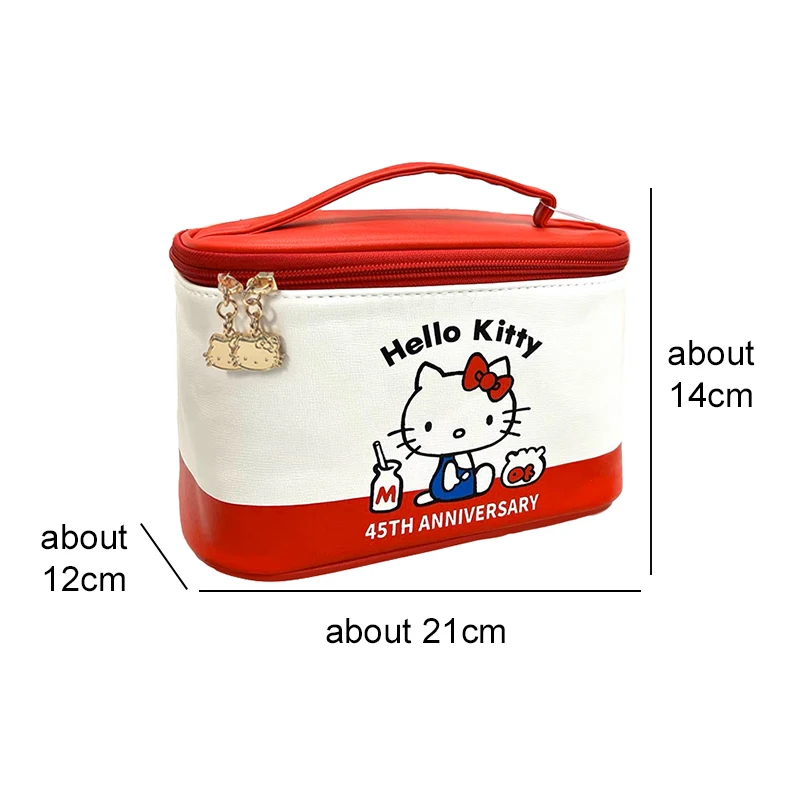 Kawaii Anime Sanrio Hello kitty Cosmetic Bag Cartoon Bow Make Up Brush Large Capacity Storage Bags Portable waterproof Handbag