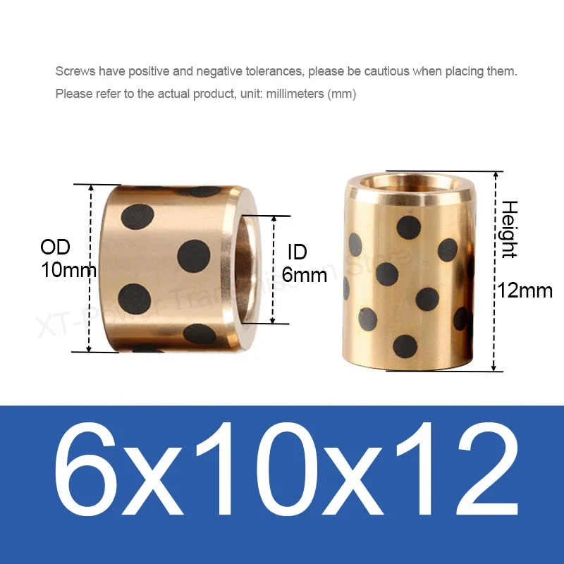 1-5Pcs ID 6/8/10/12/14/15/16/18mm Brass Self Lubricating Copper Sleeve Oil Free Bushing Brass Bushing Bearing Brass Guide Bushin