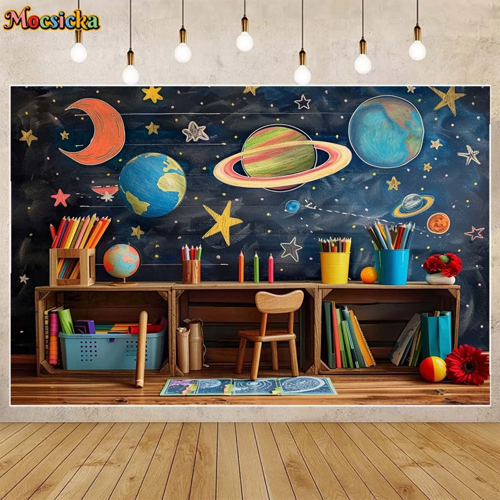 Mocsicka Back to School Background Kindergarten Classroom Blackboard Primary Student Graduation Party Decor Backdrop Shoot Props