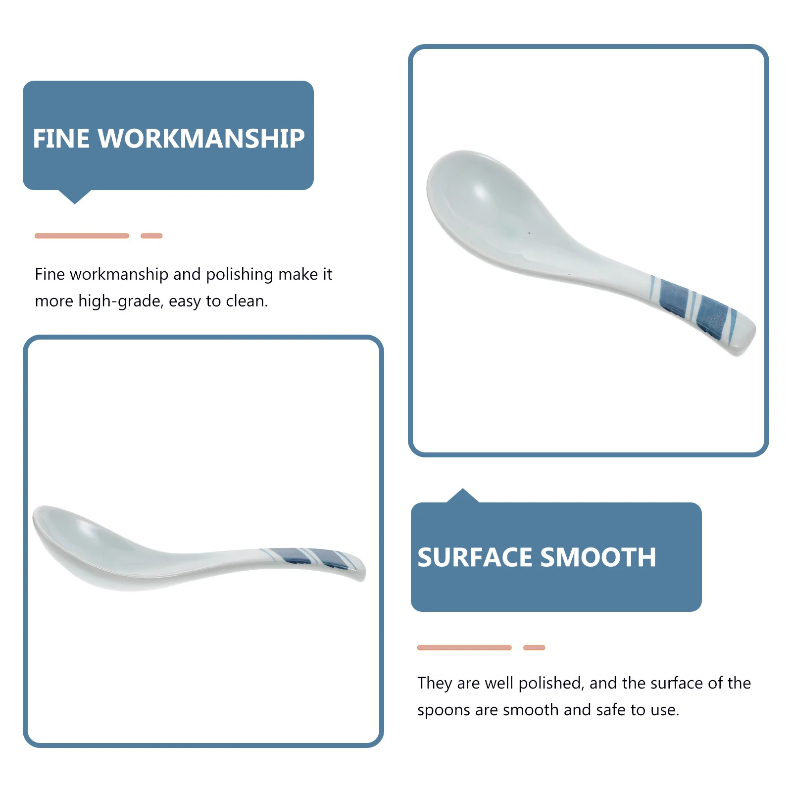 

4Pcs Ceramic Spoons Japanese Style Elegant Kitchen Spoons Smooth Surface Soup Rice Porridge Tableware Practical Use