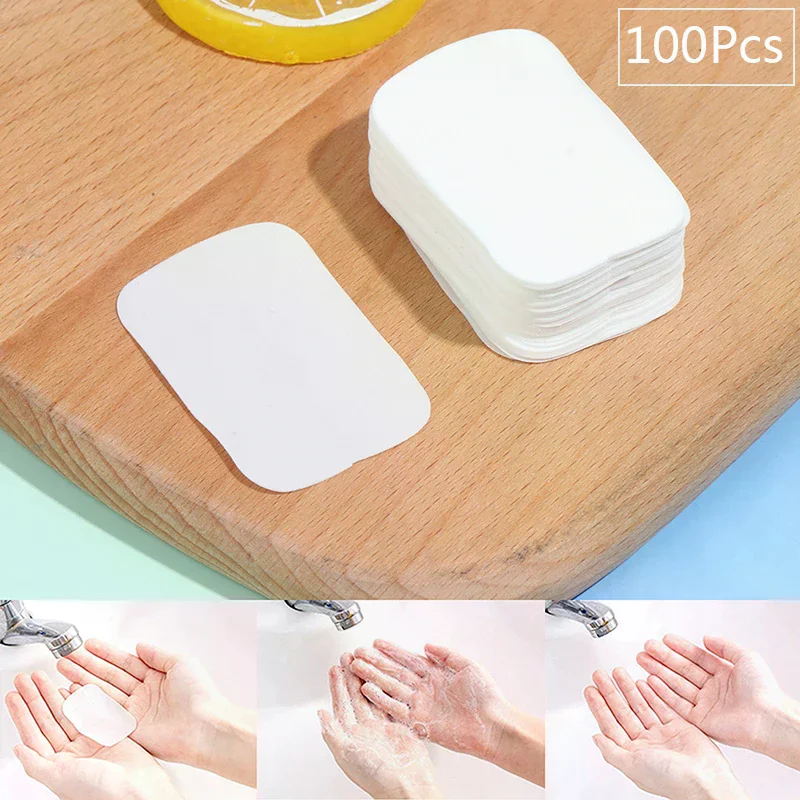 Case New 100pcs 5 6 3 6cm Disinfecting Paper Soaps Washing Hand Mini Disposable Scented Slice Sheets Foaming Soap Hot