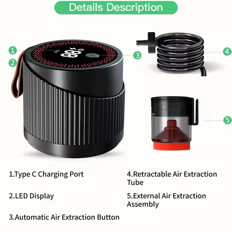 Kit de sellado al vacío de tarros de albañil eléctrico, sellador al vacío de tarros 4 en 1 para tarros de albañil de boca ancha y regular, para tarros, botellas de vino