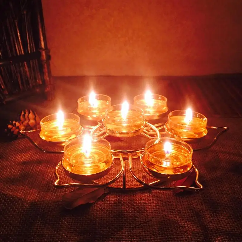 

Jiuxing подсвечник для чая с цветком сливы — металлическая подставка для лотоса с 9 головками для настольного декора, универсальное использование