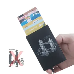 Rfid Smart Wallet Card Holder Metal Thin Slim Men Women Wallets Pop Up Minimalist Wallet Small Black Purse Vallet Walets for Men