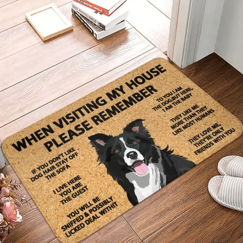 Please Remember Border Collie Dogs House Rules Doormat Mat Anti-Slip Kitchen Bath Garage Living Room Entrance Rug Carpet 40*60cm