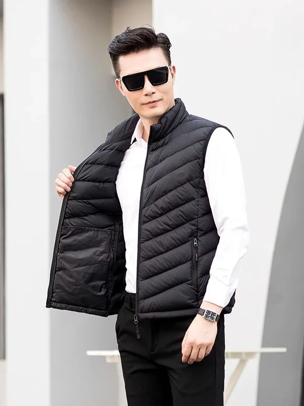 

Мужской повседневный хлопковый жилет на толстом пуху, осенне-зимняя верхняя одежда, модная молодежная куртка-стойка, универсальная верхняя одежда