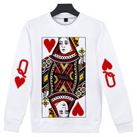 Playing Cards Poker K Q 3D Digital Print Hoodies Men Women Fashion Harajuku Hoodie Sweatshirt KING QUEEN Jacket Cosplay Costume