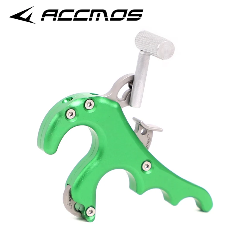 Aluminum Alloy Archery Caliper Release Aids 4 Finger Thumb Handle Grip Caliper Dispenser for Compound Bow Shooting 1Pc