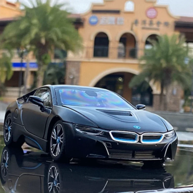 1:24 BMW I8 Super Sports Car Metal Car Model Decoration High Simulation Alloy Model Car Boy Toy Car Collection Gift F265