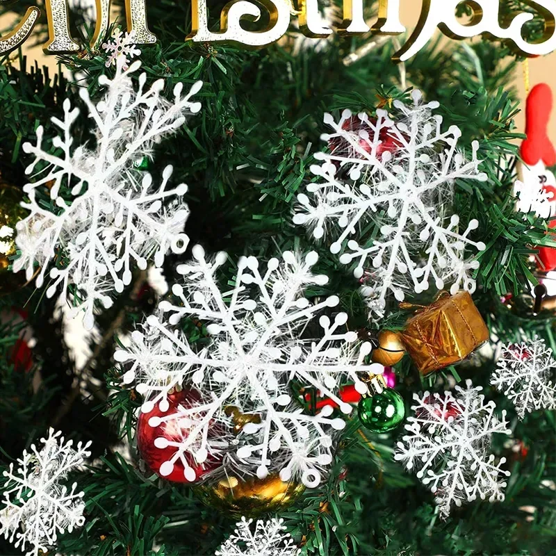 30Pcs Large Christmas Tree Snowflakes Ornaments Xmas Tree Hanging Glitter Snow Flake Decoration DIY New Year Garlands Home Decor