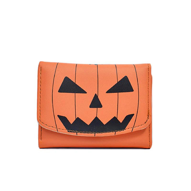 1pc Retro Minimalist Wallet Halloween Fashion Pumpkin Head Printed Handbag Women\'s Wallet Holiday Gift