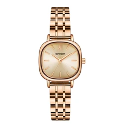 Fashion Sanda Top Brand Women's Luxury Rose Gold Dial Quartz Ladies Dress Original Clock Best Steel Leather And Mesh Gifts Watch